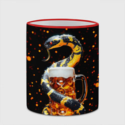 Кружка 3D Змея с кружкой пива в новогоднюю ночь, цвет: 3D-красный кант — фото 2