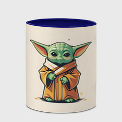 Кружка 3D Малыш Грогу - Мандолорец, цвет: 3D-белый + синий — фото 2