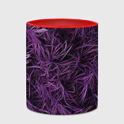 Кружка 3D Фиолетовая трава на чёрном фоне, цвет: 3D-белый + красный — фото 2