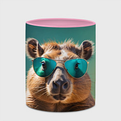 Кружка 3D Капибара на зеленом фоне, цвет: 3D-белый + розовый — фото 2