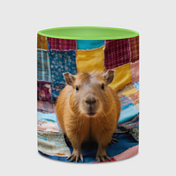 Кружка 3D Капибара и пэчворк, цвет: 3D-белый + светло-зеленый — фото 2