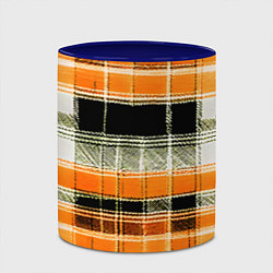 Кружка 3D Белые полосы на чёрно-жёлтом фоне, цвет: 3D-белый + синий — фото 2