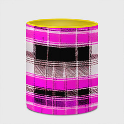 Кружка 3D Белые полосы на чёрно-розовом фоне, цвет: 3D-белый + желтый — фото 2