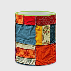 Кружка 3D Пэчворк из ярких тканей, цвет: 3D-светло-зеленый кант — фото 2