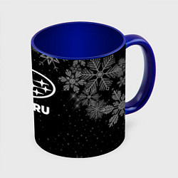 Кружка 3D Снежный Subaru, цвет: 3D-белый + синий