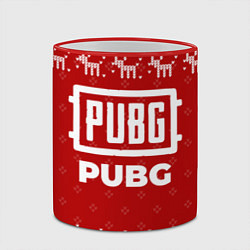 Кружка 3D Новогодний PUBG с оленями, цвет: 3D-красный кант — фото 2