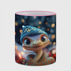 Кружка 3D Загадочная новогодняя змея, цвет: 3D-розовый кант — фото 2