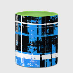 Кружка 3D Сине-белый гранж на чёрном фоне, цвет: 3D-белый + светло-зеленый — фото 2