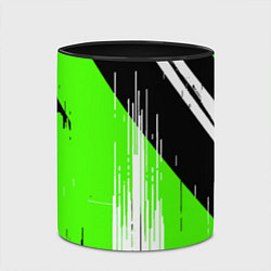 Кружка 3D Вертикальные чёрные линии на зелёно-белом фоне, цвет: 3D-белый + черный — фото 2