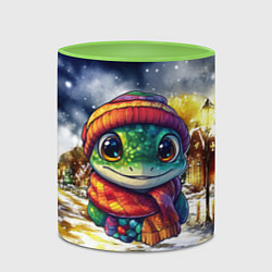 Кружка 3D Новогодняя змейка милая, цвет: 3D-белый + светло-зеленый — фото 2