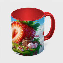 Кружка 3D Клубничная планета - нейроарт фантазия, цвет: 3D-белый + красный