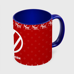 Кружка 3D Новогодний Volkswagen с оленями, цвет: 3D-белый + синий