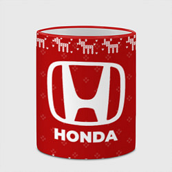 Кружка 3D Новогодний Honda с оленями, цвет: 3D-красный кант — фото 2