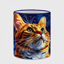 Кружка 3D Рыжий котик в космосе, цвет: 3D-синий кант — фото 2