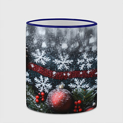 Кружка 3D Новогодние снежинки, цвет: 3D-синий кант — фото 2