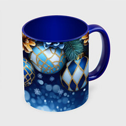 Кружка 3D Синие новогодние шары, цвет: 3D-белый + синий