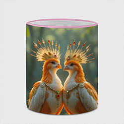 Кружка 3D Влюбленные птички с коронами, цвет: 3D-розовый кант — фото 2