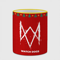 Кружка 3D Watch Dogs new year, цвет: 3D-желтый кант — фото 2