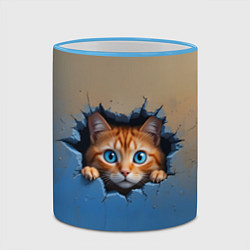 Кружка 3D Выглядывающий котенок, цвет: 3D-небесно-голубой кант — фото 2