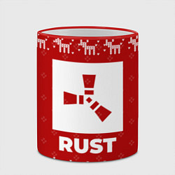 Кружка 3D Новогодний Rust с оленями, цвет: 3D-красный кант — фото 2