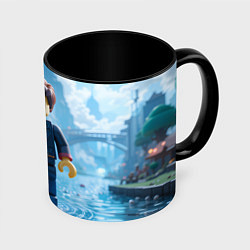 Кружка 3D Роблокс человек дождя, цвет: 3D-белый + черный