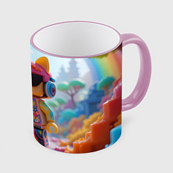 Кружка 3D Роблокс в солнечных очках, цвет: 3D-розовый кант