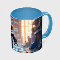 Кружка 3D Roblox испуганный человечек, цвет: 3D-белый + небесно-голубой