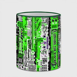 Кружка 3D Киберпанк паттерн зелёный, цвет: 3D-зеленый кант — фото 2