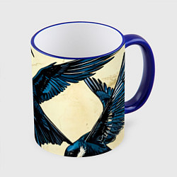 Кружка 3D Ласточки, цвет: 3D-синий кант