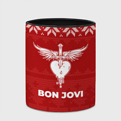 Кружка 3D Новогодний Bon Jovi, цвет: 3D-белый + черный — фото 2