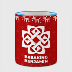 Кружка 3D Новогодний Breaking Benjamin с оленями, цвет: 3D-небесно-голубой кант — фото 2