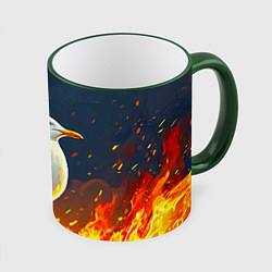 Кружка 3D Чайка в огне, цвет: 3D-зеленый кант