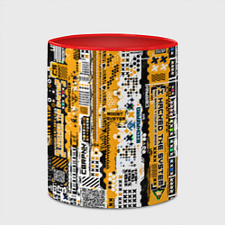 Кружка 3D Cyberpunk pattern yellow, цвет: 3D-белый + красный — фото 2