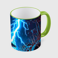 Кружка 3D Гусь и разряд молнии, цвет: 3D-светло-зеленый кант