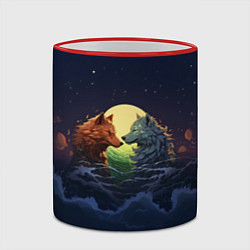 Кружка 3D Влюбленные волки под луной, цвет: 3D-красный кант — фото 2