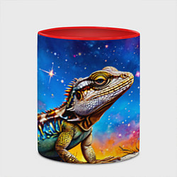 Кружка 3D Ящерица в космосе, цвет: 3D-белый + красный — фото 2