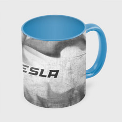 Кружка 3D Tesla - white gradient по-горизонтали, цвет: 3D-белый + небесно-голубой