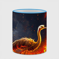 Кружка 3D Страус эму в огне, цвет: 3D-небесно-голубой кант — фото 2
