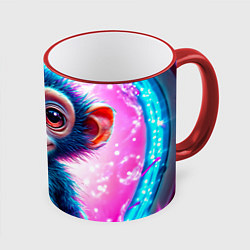 Кружка 3D Неоновая обезьянка, цвет: 3D-красный кант
