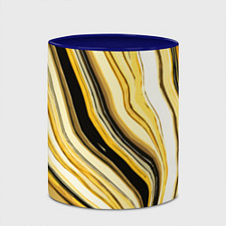 Кружка 3D Волнистые вертикальные чёрно-жёлтые полосы, цвет: 3D-белый + синий — фото 2