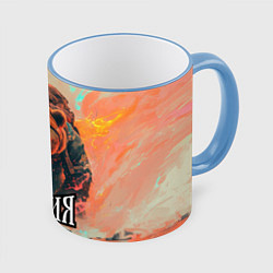 Кружка 3D Россия - медведь, цвет: 3D-небесно-голубой кант