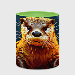 Кружка 3D Выдра в огне, цвет: 3D-белый + светло-зеленый — фото 2
