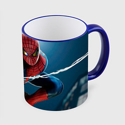 Кружка цветная Спайдермен паутина