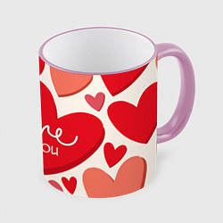 Кружка 3D Love you hearts pattern, цвет: 3D-розовый кант