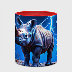 Кружка 3D Носорог в разрядах молнии, цвет: 3D-белый + красный — фото 2