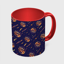 Кружка 3D Mortal Kombat logo pattern, цвет: 3D-белый + красный