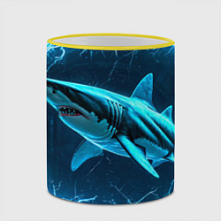 Кружка 3D Акула в электрическом кольце, цвет: 3D-желтый кант — фото 2