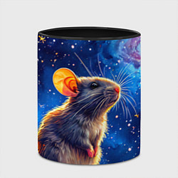 Кружка 3D Крыса и космическое небо, цвет: 3D-белый + черный — фото 2