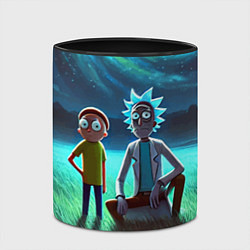 Кружка 3D Рик и Морти на поляне - нейроарт, цвет: 3D-белый + черный — фото 2