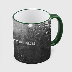 Кружка 3D Twenty One Pilots - grey gradient по-горизонтали, цвет: 3D-зеленый кант